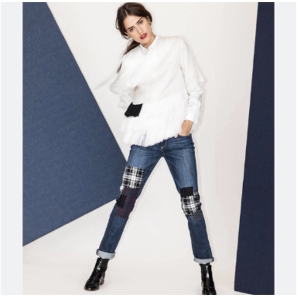 PAIGE Denim - PAIGE JIMMY JIMMY PATCH PLAID BOYFRIEND JEANS SIZE 28